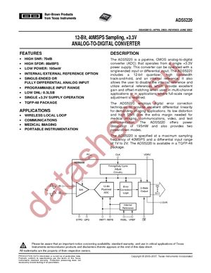 ADS5220PFBR datasheet  